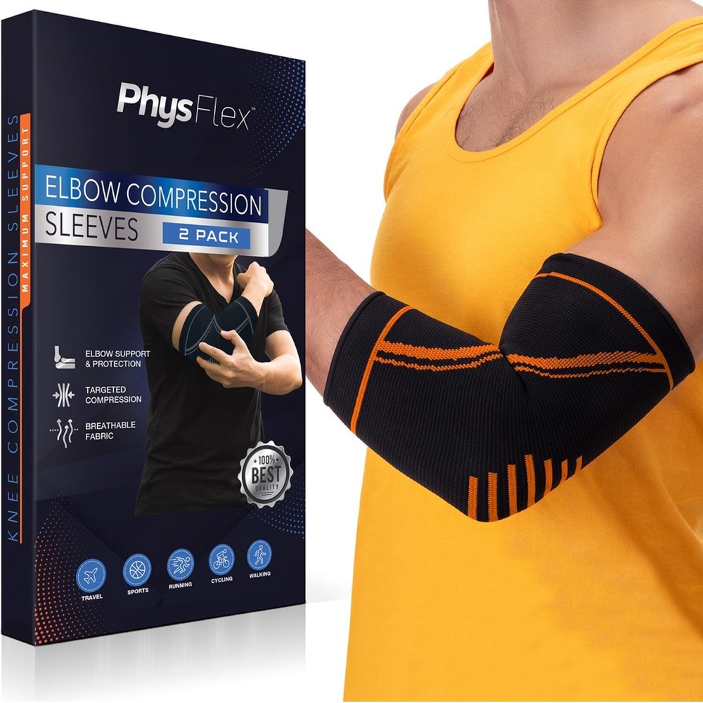 Elbow Brace 2 Pack for Tennis & Golfer's Elbow Pain Relief